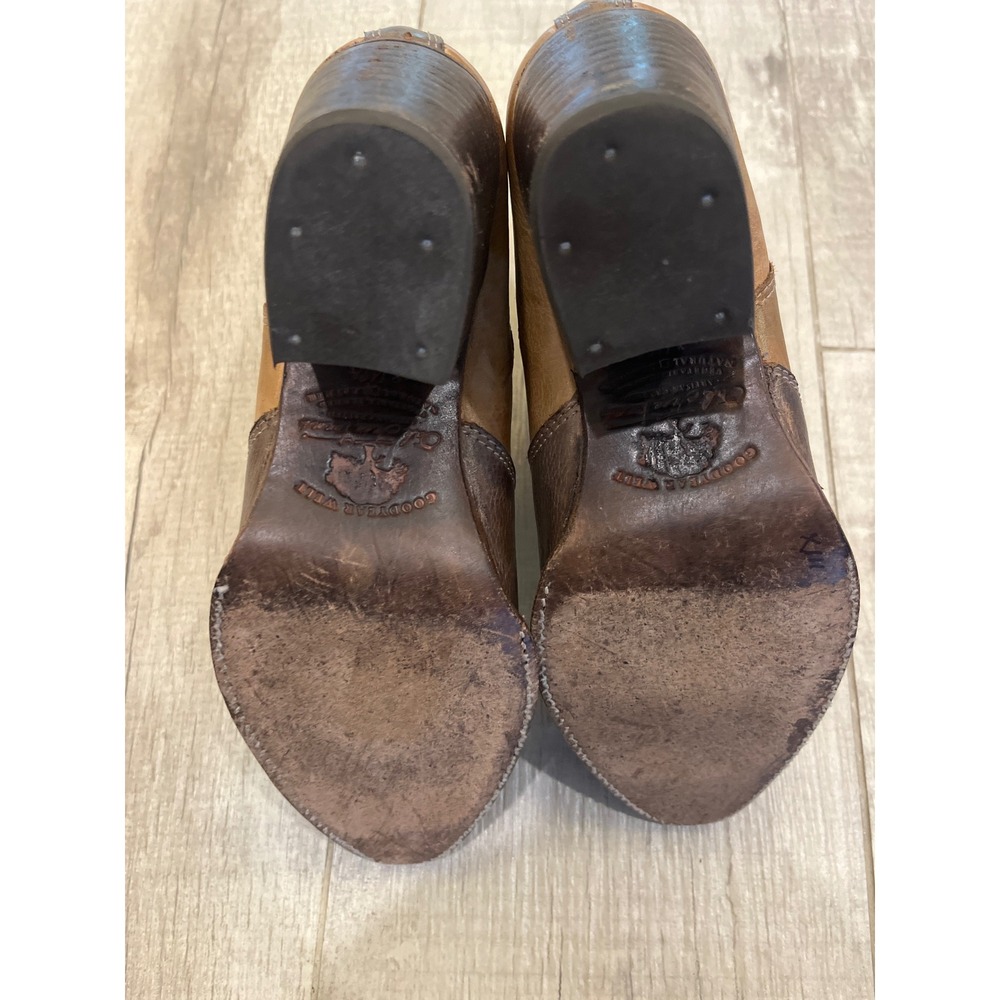 Oak Tree Farms Two Tone Brown Leather Western Ankle Boots Artisan Crafted Size 8 - Picture 6 of 8